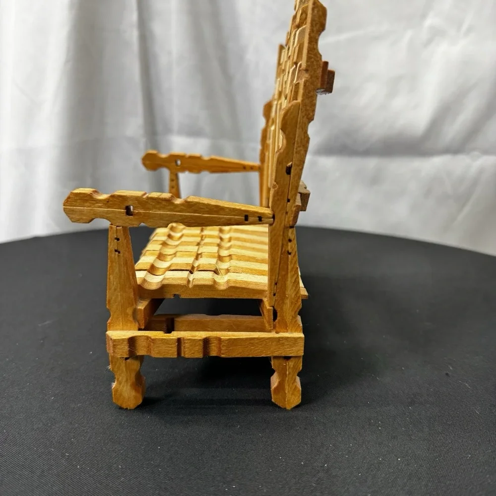 Handmade Doll Bench Made From Wooden‎ Clothes Pins, Unique Piece, 6.5